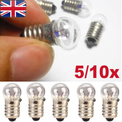 10 x Screw Base Light Bulb Mini Low Power E10 2.5V/0.3A Lamp Flashlight Torch UK - Image 1 of 4