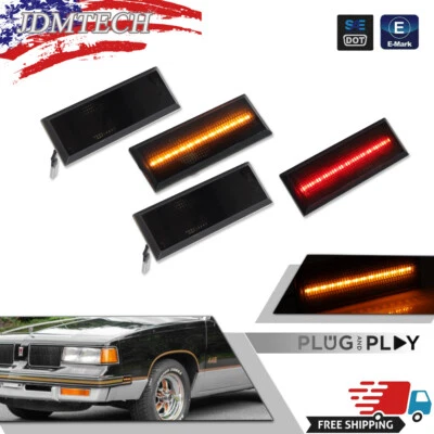 4X LED Side Marker Light Smoked Lens Front Rear For 81-88 Oldsmobile Cutlass 442 - Image 1 of 4