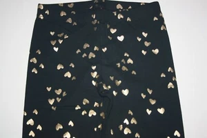 New Cat & Jack Girls Legging 3T 6 6X 7 8 10 12 Year Glitter Gold Hearts Black Fu - Picture 1 of 2