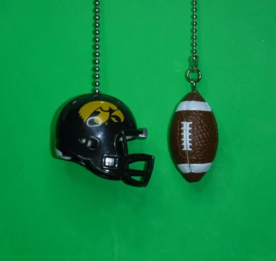 IOWA HAWKEYES CEILING FAN PULL CHAIN SET HELMET AND FOOTBALL  - Image 1 of 3