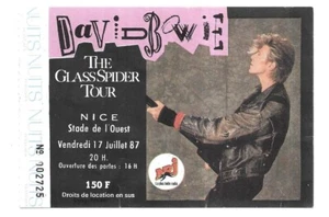 RARE / TICKET BILLET DE CONCERT - DAVID BOWIE : LIVE A NICE ( FRANCE ) 1987 - Imagen 1 de 2