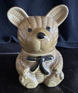 Vintage Ceramic Teddy Bear With Bow Tie Honey Jar Pot - Picture 1 of 9