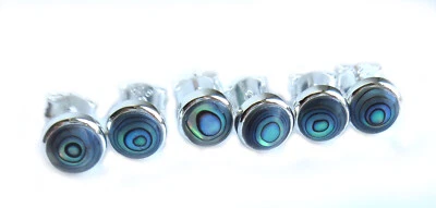 Ohrstecker Abalone rund  7 mm 925er Silber glänzend  + Box TR55 - Bild 1 von 4