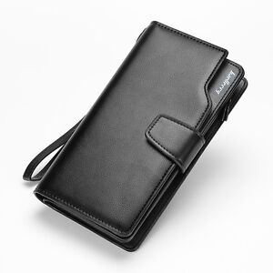 Men's Leather Long Wallet Clutch Purse Bag ID Credit Card Holder Casual Billfold