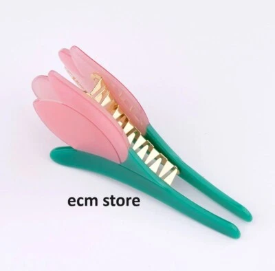 Coucou Suzette Pince À Cheveux TULIPE Rose vert 1 pc /EBPF - Photo 1/2