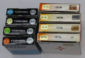 HOYA & Toshiba Camera Filters Lot of 8 49.0 mm Varied Models Vintage Excellent - Picture 1 of 5