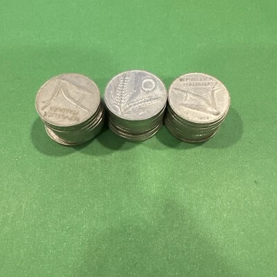 Italy 10 Lire coins, lot of 29 coins. KM# 93, aluminum. 1951-1978. Plough, wheat - Image 1 of 2
