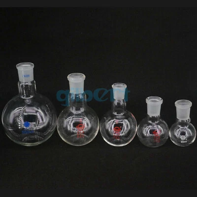 25-1000ml 14/23 19/26 24/29 29/32 Joint Glass Short Neck Flat Bottom Flask Lab - Image 1 of 4