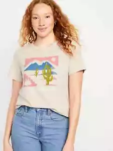 NWT Old Navy Soft EveryWear Graphic T-Shirt Tee Wild & Free Cactus Women S XL - Picture 1 of 6
