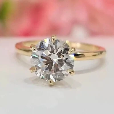 Minimalista 5CT Blanco Tratados Diamante Anillo En Oro Amarillo Chapado VVS1 - Imagen 1 de 4