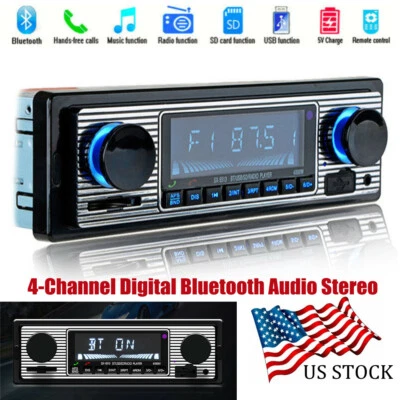 4-Channel Digital Car Bluetooth Audio USB/SD/FM/MP3 Radio Stereo Player US STOCK - Image 1 of 4