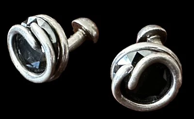 Mens Rhodium Plated Sterling Cufflinks w/Cubic Zirconia ~ SIGN Jewelries ICELAND - Image 1 of 4