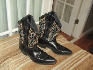 Justin L4923 Classic Western Boot Black Cowhide Size 9 B Snip Toe Cowgirl Boots - Picture 1 of 10