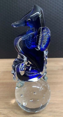 Glasfigur Seepferdchen Skulptur Dekofigur Glaskunst Kristallglas Deko Maritim - Bild 1 von 4