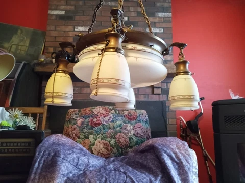 Antique 5-Light Brass Chandelier Ceiling Light Victorian Cover