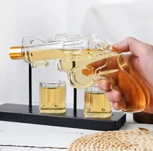 Pistole Glas Dekantier 0,5 L Whisky Wein aus Glas + 2 Gläser + Trichter+Aufst. - Bild 1 von 6