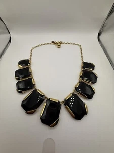 Kate Spade Stepping Grueso Piedra Negro Collar Declaración Babero Usado en Excelente Condición - Imagen 1 de 5