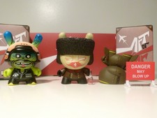 KIDROBOT 3" DUNNY ART OF WAR SET OF 3 ILOVEDUST SERGIO MANCINI & SHOK 1 RARE