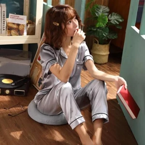 Two-Piece Set Classic Satin Silk Pajama/sleepwear - Picture 1 of 5