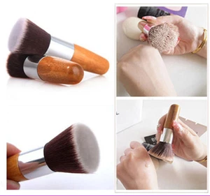 Flat Top Buffer Bamboo Wooden Liquid Foundation/Powder/Bronzer Makeup Brush SY - Picture 1 of 8