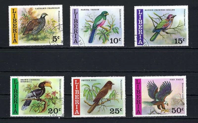 BIRDS OF LIBERIA.-  NARINA TROGON- FISH EAGLE   {6}  LH   1977 - Image 1 of 2