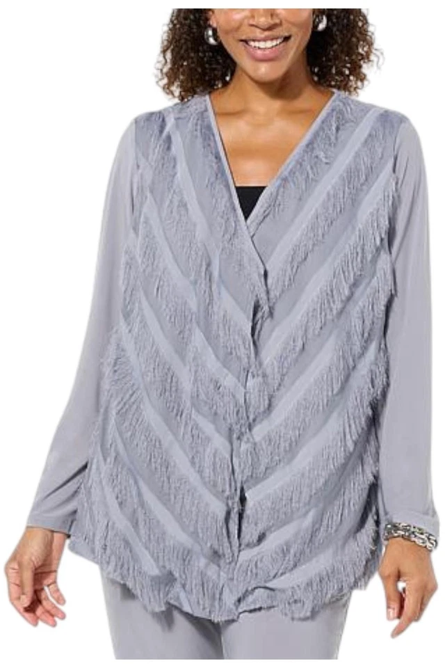 Chaqueta tejida ante pestañas plateada Antthony para mujer Foto 1 de 1