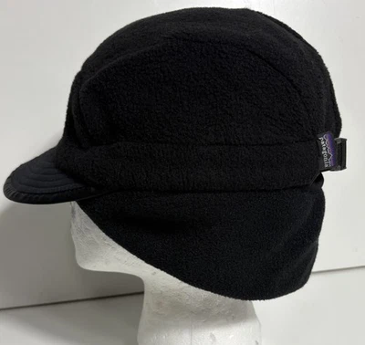 Patagonia Duckbill Hat Vintage ‘98 Synchilla Fleece Earflap Made In USA Black M - Image 1 of 4