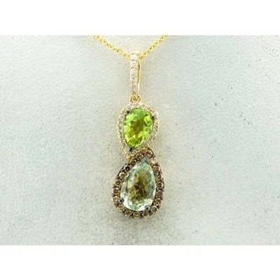 Le Vian吊坠项链绿色紫水晶(Prasiolite)石英14K黄金 — 第 1/4 张图片