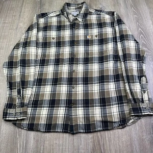 Carhartt Mens Plaid Flannel Relaxed Fit Heavy Weight Button Down Shirt Size 2XL - Picture 1 of 10