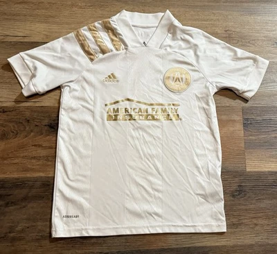 RARA Camiseta Atlanta United FC DORADA Blanca MLS Camiseta de Fútbol Adidas AEROREADY Juvenil Foto 1 de 3