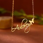 Personalized Name Necklace Butterfly Pendant 18K Gold Plated Customize Any Name