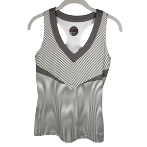 Bollé Gray & White Striped V-Neck Hidden Cami Top Women's Small - Picture 1 of 7