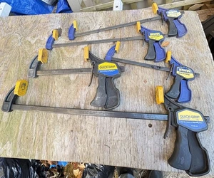 5 abrazaderas Irwin Quick-Grip, dos de 12 pulgadas, dos de seis pulgadas, una de 18 pulgadas - Imagen 1 de 13