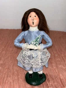 Byers Choice 1985 Victorian Caroler Girl in Blue with Little Brush Tree - Picture 1 of 17