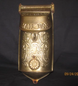 Antique Solid Brass Standard 12" Mail Box Wall Mount Ornate Victorian - Picture 1 of 4
