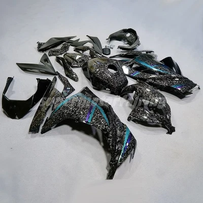 Forged Carbon Fiber & Green Purple Fairing Kit For Kawasaki Ninja 300 2013-2017 - Image 1 of 4