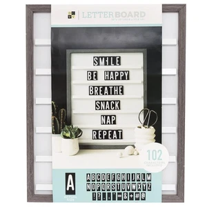 DCWV Sliding Letterboard 16"X20"-Grey Oak W/Black Tiles - Picture 1 of 4