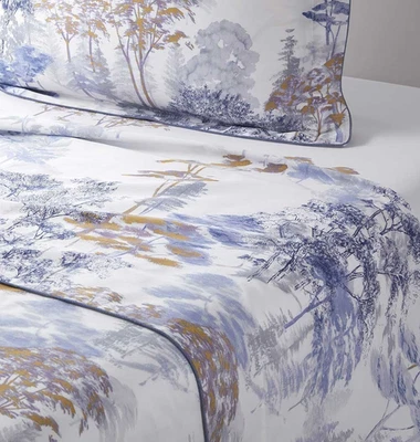 NUEVO CON ETIQUETAS Yves Delorme Boreale King Sábana Plana Paisaje Naturaleza Bosque Orgánico Francia Foto 1 de 4