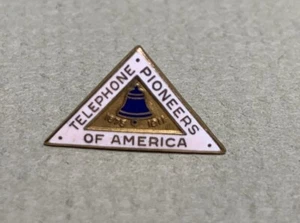 Vintage Bell Telephone Pioneers of America Pin 1/10 10K Gold Filled Enamel Lapel - Picture 1 of 3