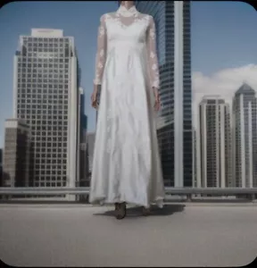 Teeny Priscilla Women Lace Wedding Gown (Missing Size Tag) Check Sz Measurements - Picture 1 of 24
