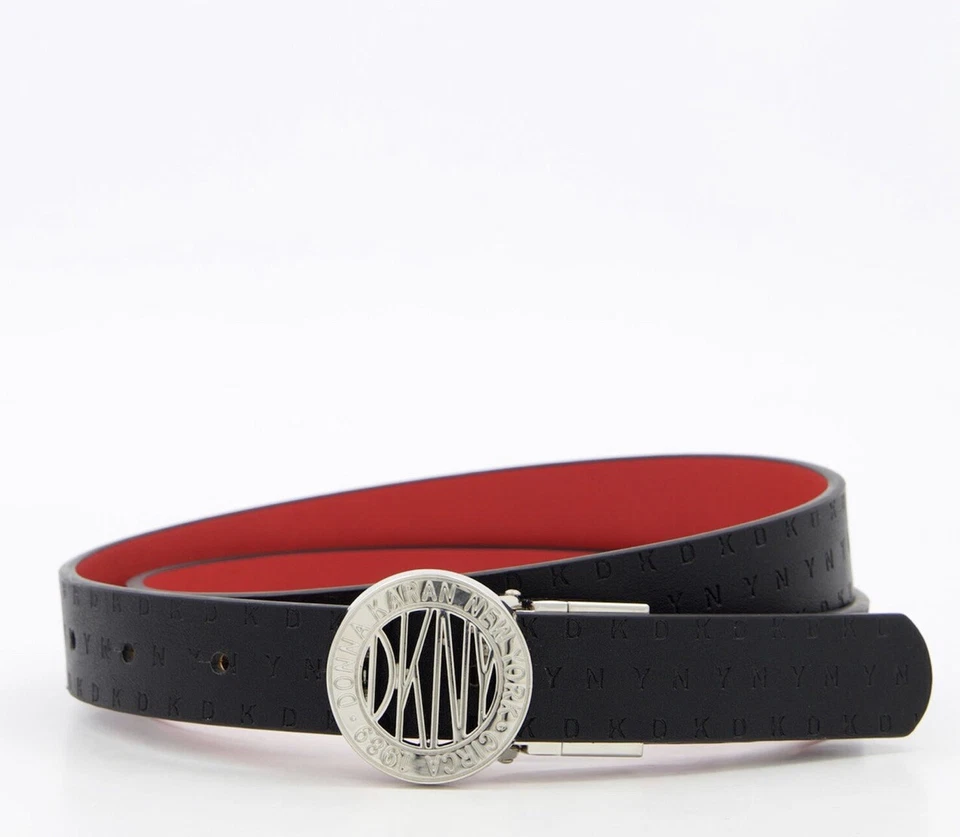 DKNY Reversible Belt Faux Leather Black & Red Print Size S - M 2 4 of 1