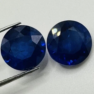 11.80 Ct Pair Cornflower Blue Sapphire Chathum Inclusion Corundum Round 11mm - Picture 1 of 6