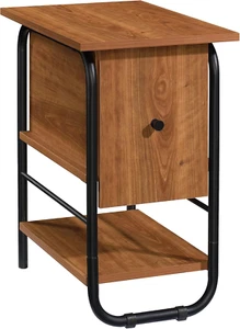 Union Plain Side Table with Flip down Door, Prairie Cherry Finish - Picture 1 of 9