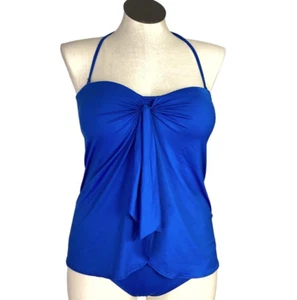 Lauren Ralph Lauren Strapless Swimsuit Women 12 Blue Beach Club Fly Away Strap - Picture 1 of 8