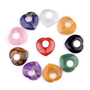 40MM Love Gemstone Heart Pendant Making Jewelry Healing Chakra Crystal Charms - Picture 1 of 28
