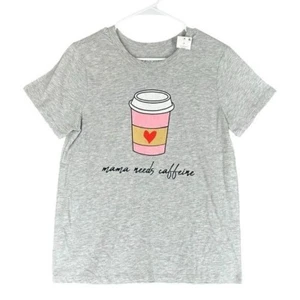 Mama Needs Coffee NWT Gray Graphic S Small T Shirt Latte Coffee Mom Casual - Picture 1 of 7