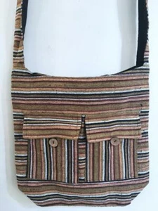 Sacred Threads Hippie Boho Festival Gheri Baja Striped Peddler Hobo Bag Earth - Picture 1 of 1