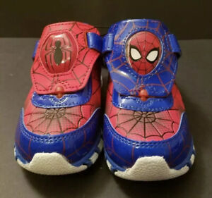 Spiderman Light Up Boys Toddler Tennis Shoe Marvel Twist & Turn Reversible Sz 7