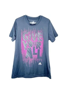 Adidas Girls Short Sleeve Gray Athletic Graphic T-Shirt Size 10/12 - Picture 1 of 5