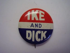 Ike and Dick 1956 Eisenhower Political Campaign Metal Pinback Button - Picture 1 of 2